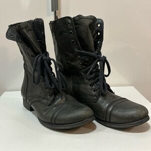Steve Madden Vintage Troopa Combat Black Zip Boots Woman’s Size 8